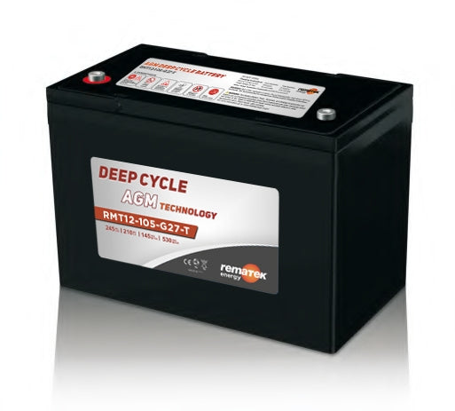 Batterie Rematek Énergie, AGM, 12V, 108Ah 20h.